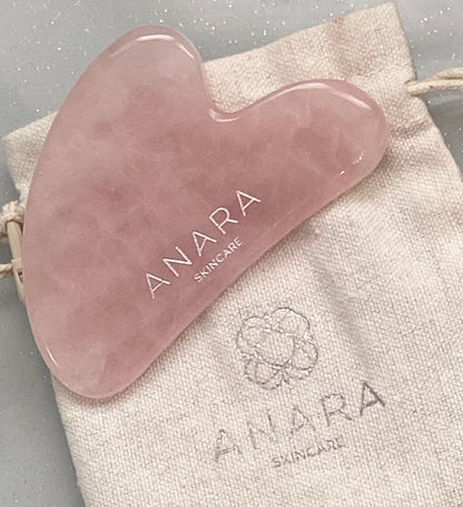 Anara Skincare Rose Quartz Crystal Gua Sha - Lifts, Sculpts, De-Puffs