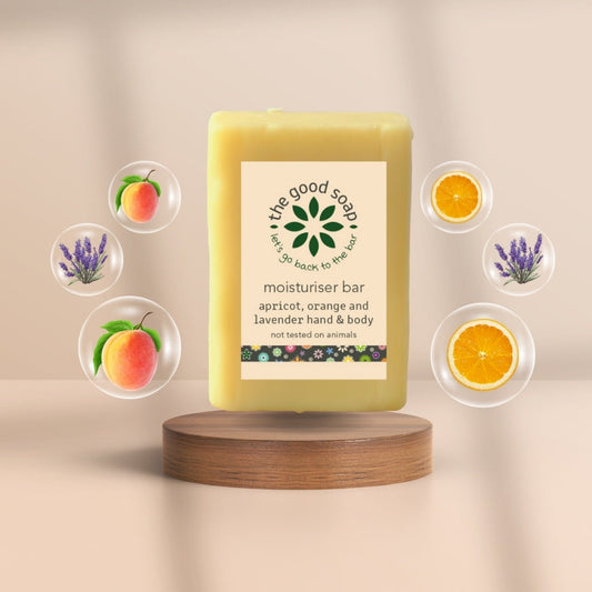 The Good Soap - Apricot, Orange & Lavender Lotion Bar – Soothing Solid Moisturiser for Face & Body