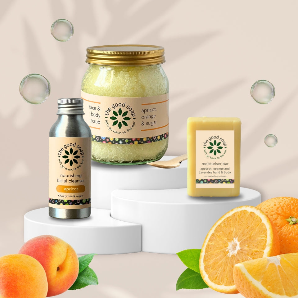 The Good Soap - Apricot Set - Cleanser, Scrub & Moisturiser Bar