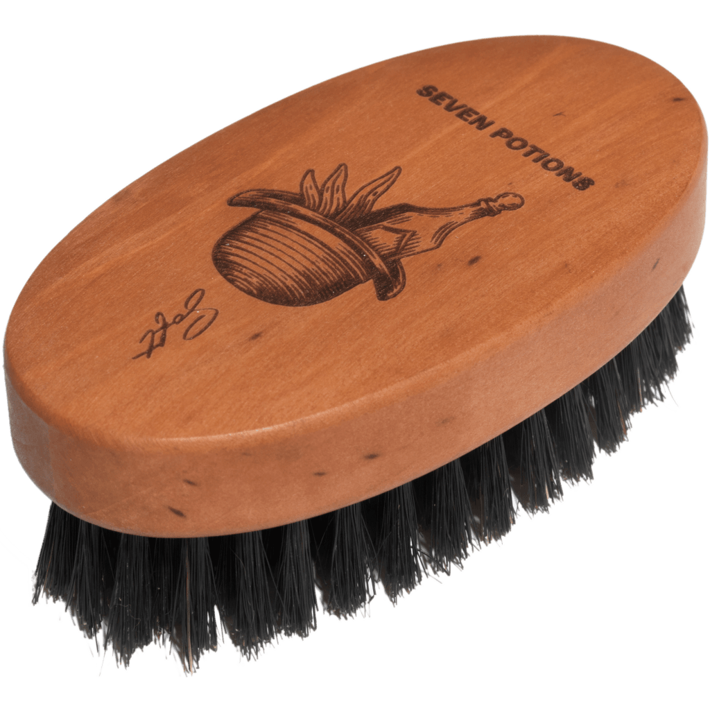 Seven Potions Beard Brush - Oval Shaped Pear Wood With Natural Bristles