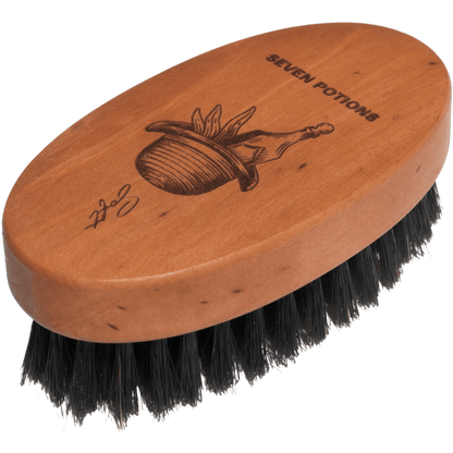 Seven Potions Beard Brush - Oval Shaped Pear Wood With Natural Bristles