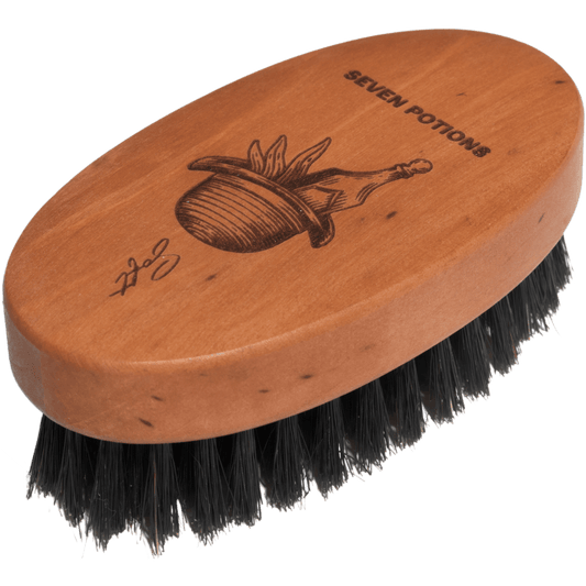 Seven Potions Beard Brush - Oval Shaped Pear Wood With Natural Bristles