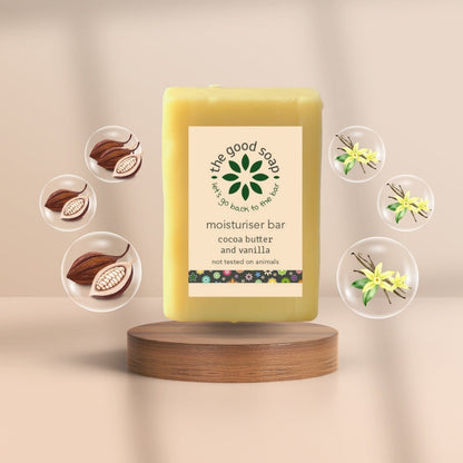 The Good Soap - Cocoa Butter & Vanilla Lotion Bar – Natural Moisturiser for Soft, Glowing Skin
