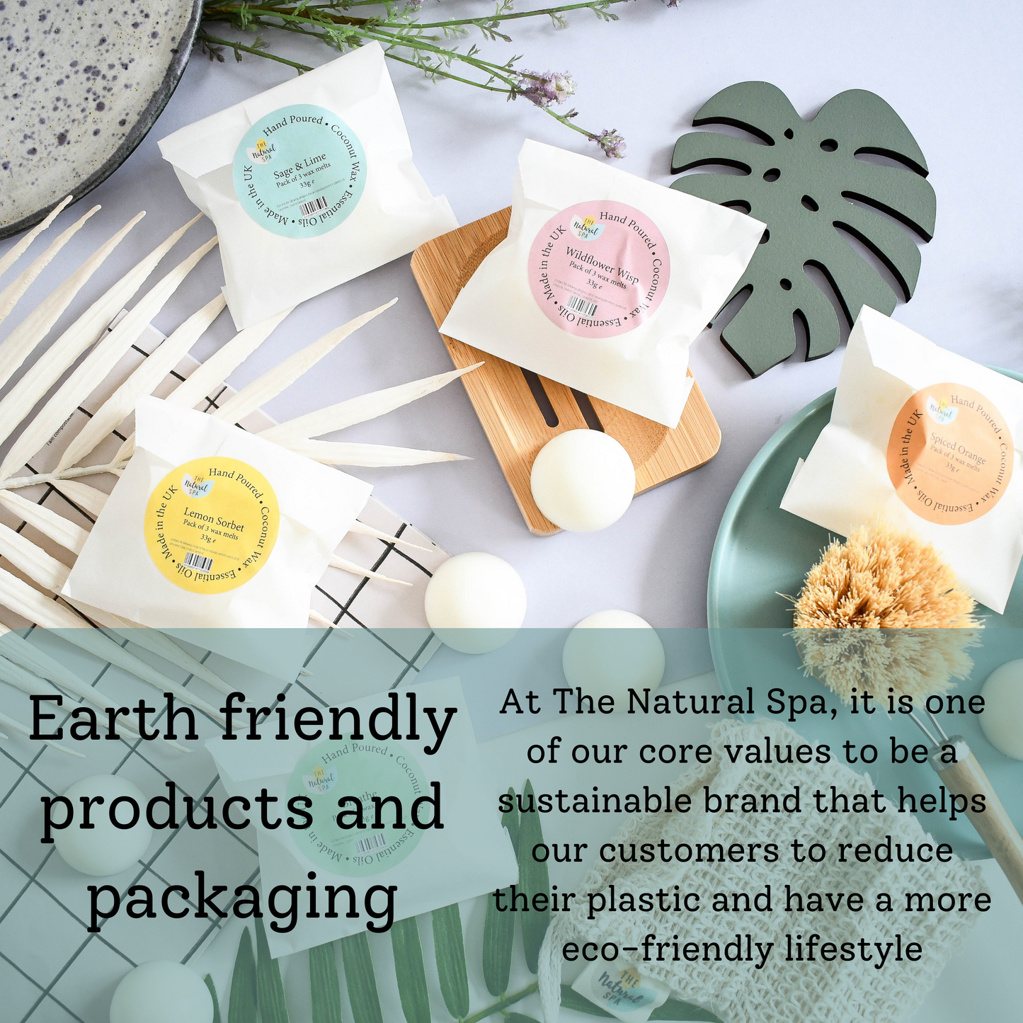 The Natural Spa - Sage & Lime Coconut Wax melts - Pack of 3
