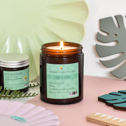 The Natural Spa - Sage & Lime hand poured coconut wax candle - 2 size options