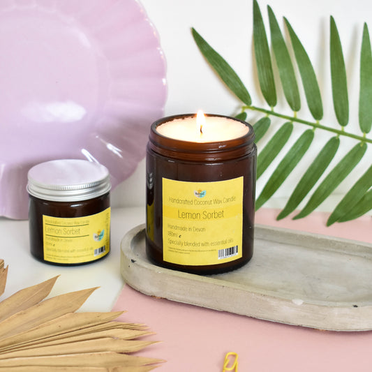 The Natural Spa - Lemon Sorbet hand poured coconut wax candle - 2 size options