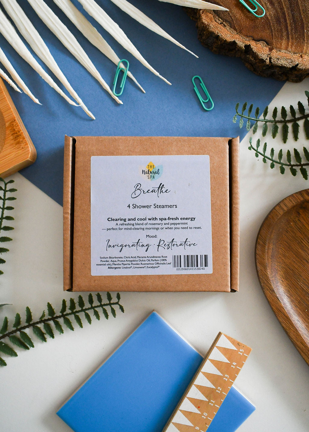 The Natural Spa - Breathe Aromatherapy Shower Steamers – Eucalyptus, Rosemary & Peppermint – Set of 4