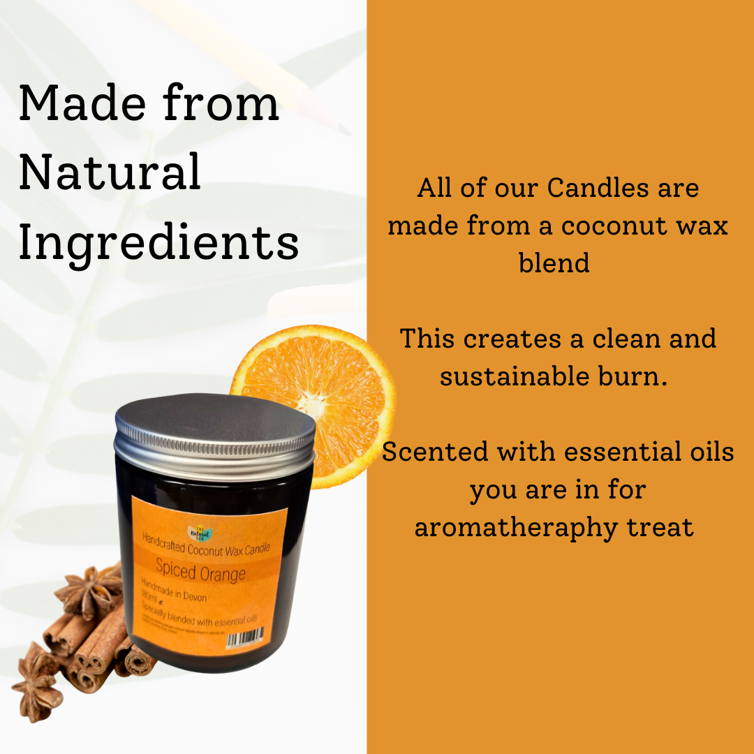The Natural Spa - Spiced Orange hand poured coconut wax candle - 2 size options