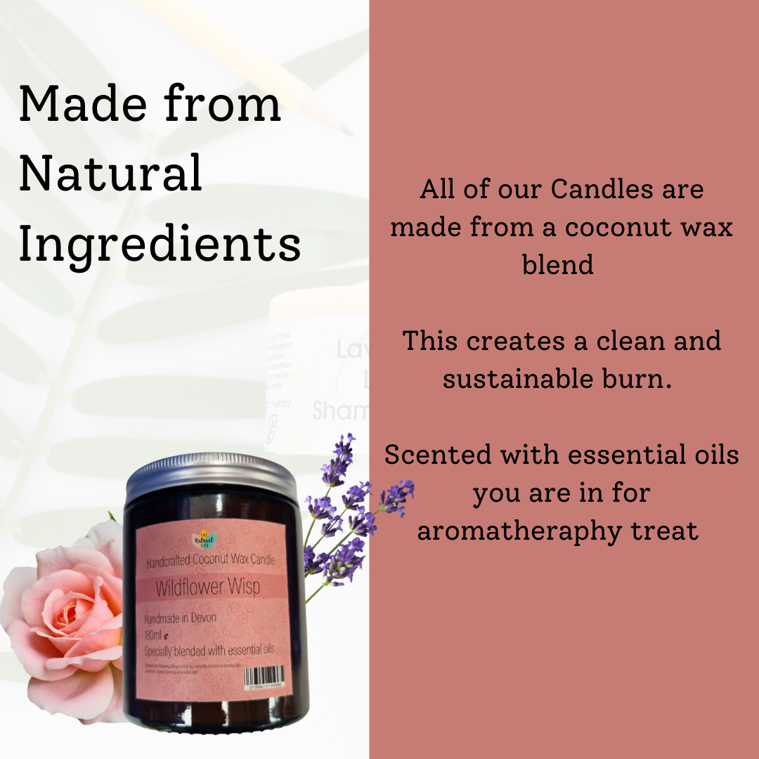 The Natural Spa - Wildflower Wisp hand poured coconut wax candle - 2 size options
