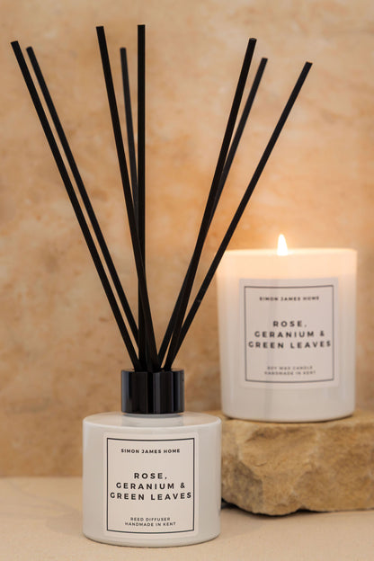 Simon James Home - Rose, Geranium & Green Leaves Reed Diffuser