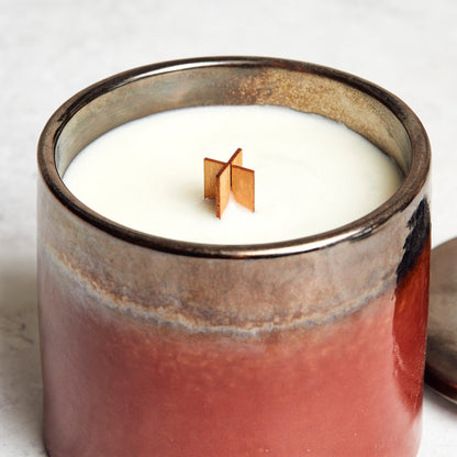 Zesty Lemons Kiln: Copper & Bronze Ceramic Candle - Pink Fizz & Polemo