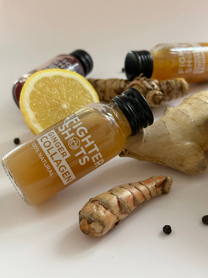Fighter Shots Ginger + Marine Collagen 3,000mg, 12 x 60ml