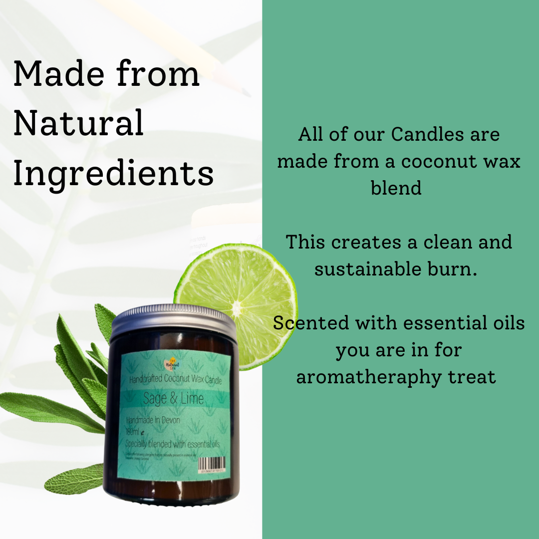 The Natural Spa - Sage & Lime hand poured coconut wax candle - 2 size options