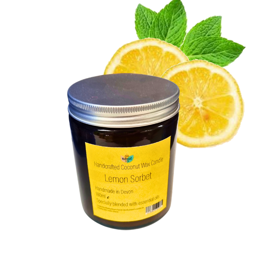 The Natural Spa - Lemon Sorbet hand poured coconut wax candle - 2 size options