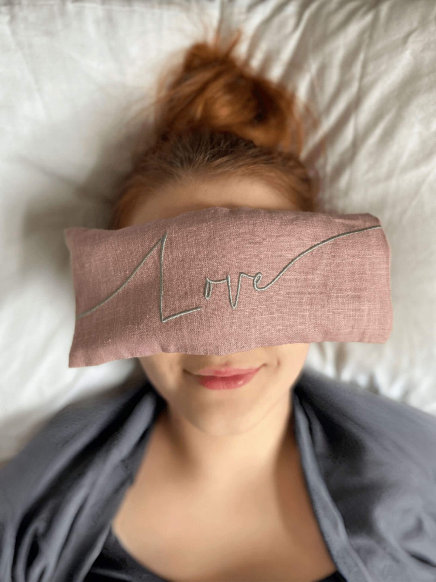 The Norfolk Eye Pillow Company - Love Embroidered Linen and Lavender Eye Pillow