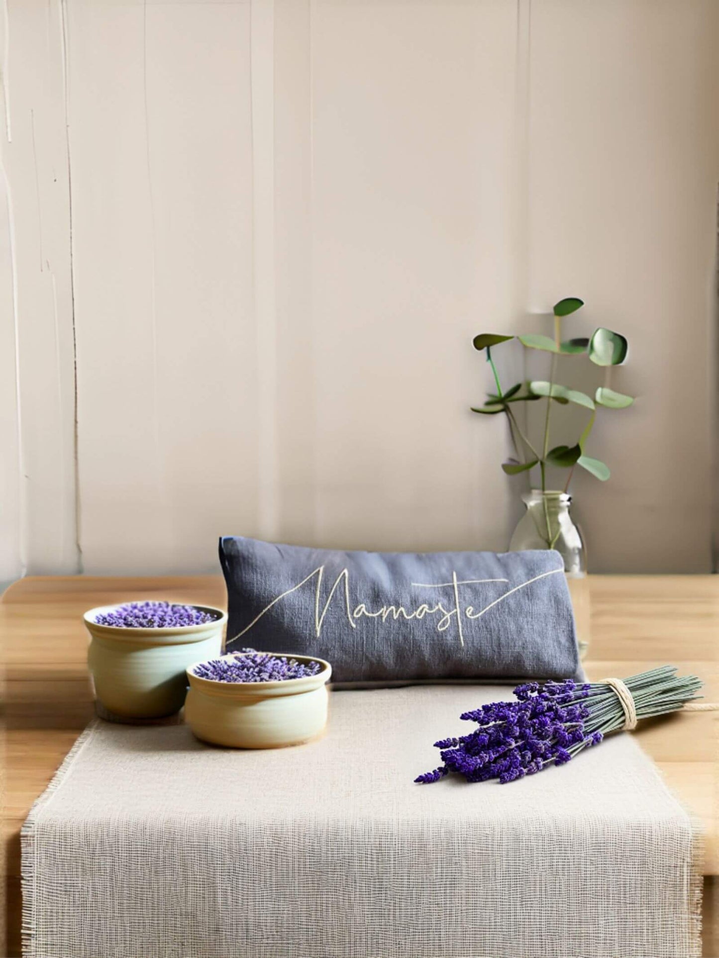 The Norfolk Eye Pillow Company - Namaste Embroidered Linen and Lavender Eye Pillow