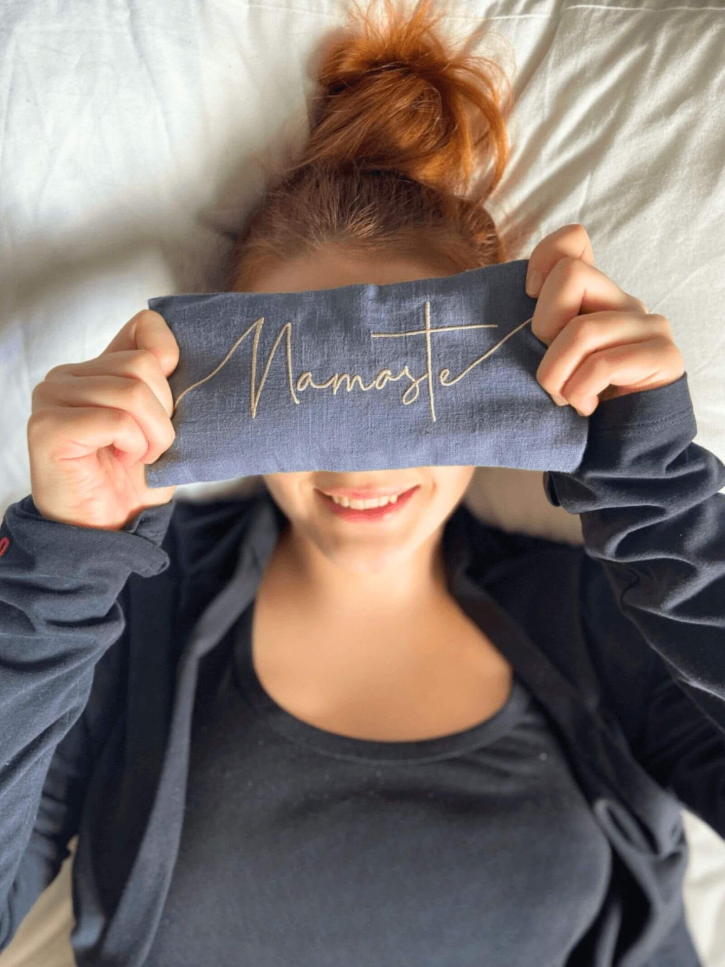 The Norfolk Eye Pillow Company - Namaste Embroidered Linen and Lavender Eye Pillow