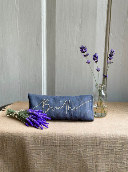 Norfolk Eye Pillow Company - Breathe Embroidered Linen and Lavender Eye Pillow