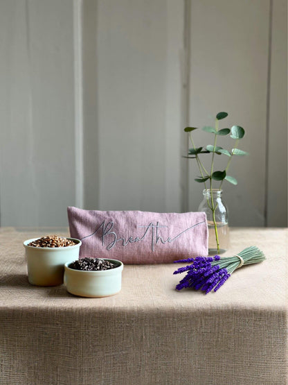 Norfolk Eye Pillow Company - Breathe Embroidered Linen and Lavender Eye Pillow
