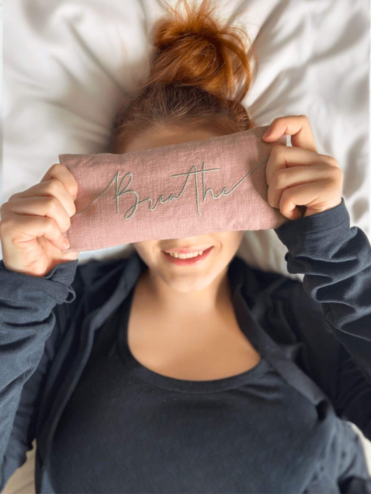 Norfolk Eye Pillow Company - Breathe Embroidered Linen and Lavender Eye Pillow