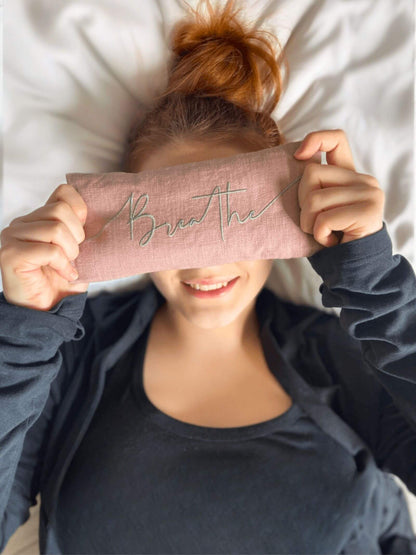 Norfolk Eye Pillow Company - Breathe Embroidered Linen and Lavender Eye Pillow