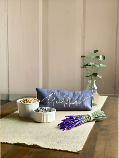 Norfolk Eye Pillow Company - Gratitude Embroidered Linen and Lavender Eye Pillow
