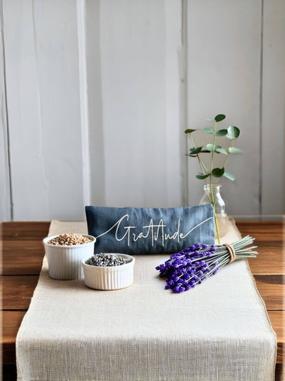 Norfolk Eye Pillow Company - Gratitude Embroidered Linen and Lavender Eye Pillow