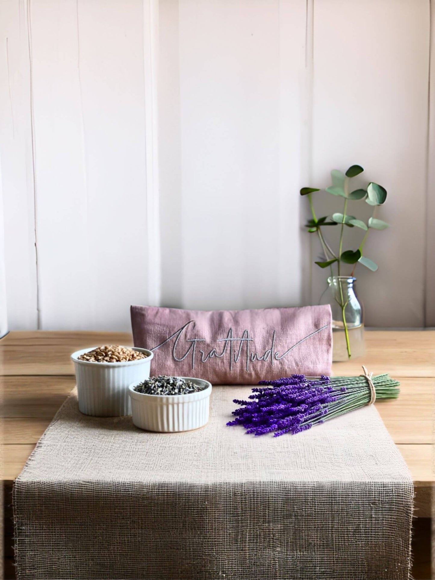 Norfolk Eye Pillow Company - Gratitude Embroidered Linen and Lavender Eye Pillow