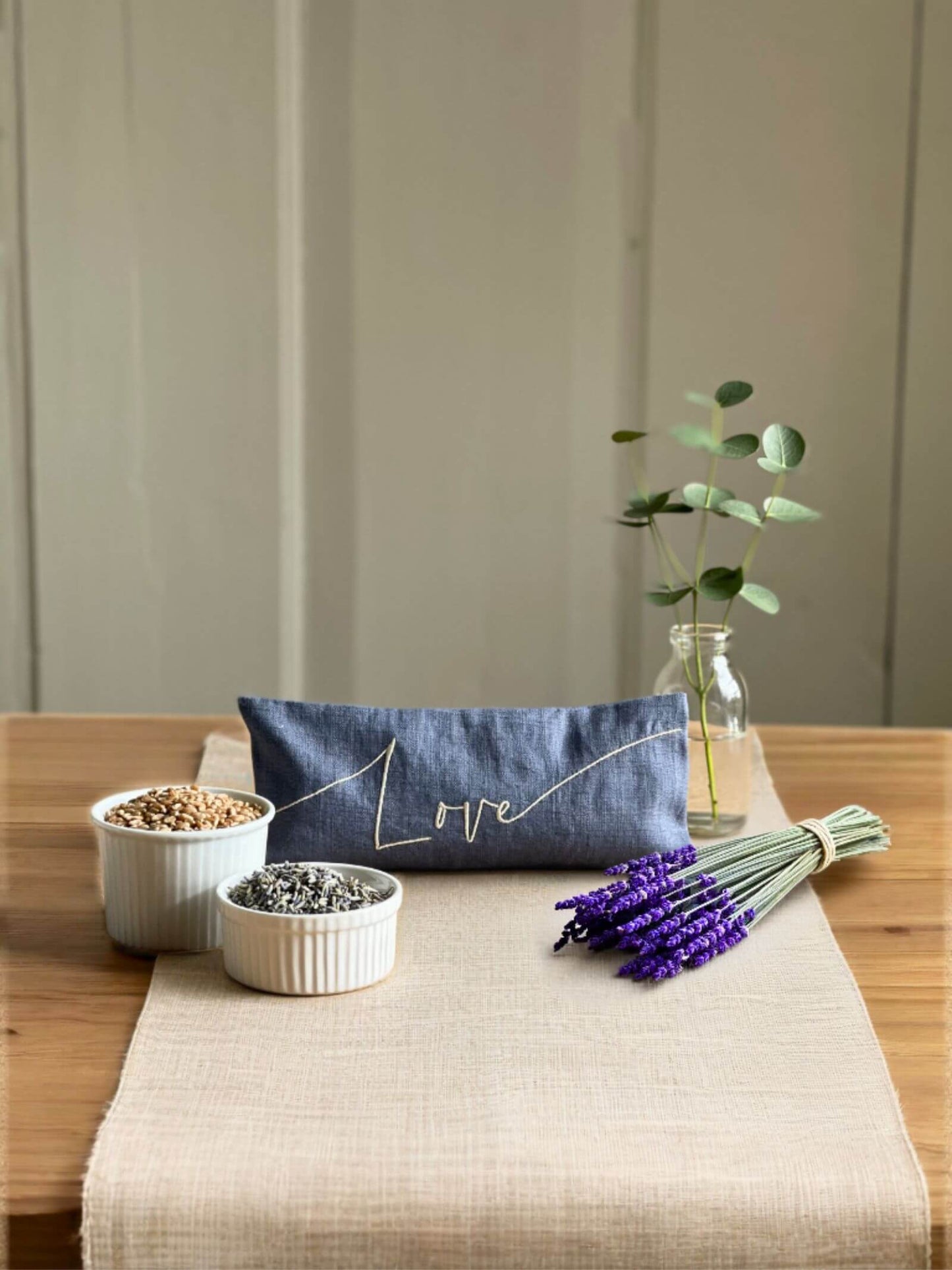 The Norfolk Eye Pillow Company - Love Embroidered Linen and Lavender Eye Pillow