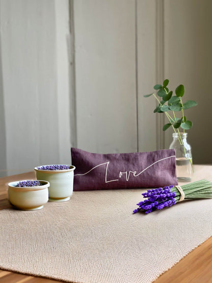 The Norfolk Eye Pillow Company - Love Embroidered Linen and Lavender Eye Pillow