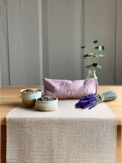 The Norfolk Eye Pillow Company - Love Embroidered Linen and Lavender Eye Pillow