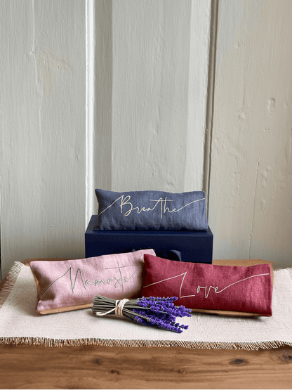 Norfolk Eye Pillow Company - Breathe Embroidered Linen and Lavender Eye Pillow
