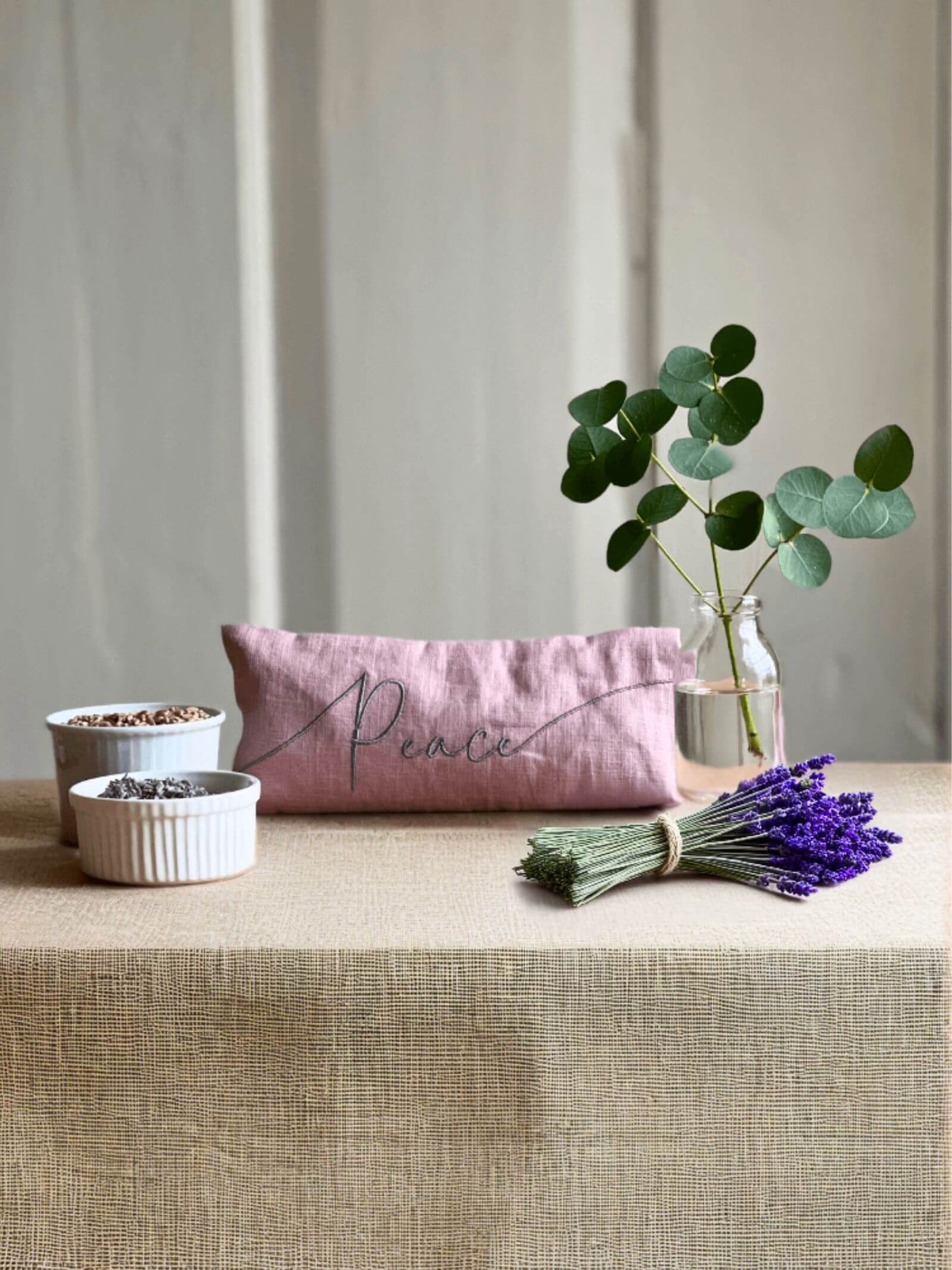 Norfolk Eye Pillow Company - Peace Embroidered Linen and Lavender Eye Pillow