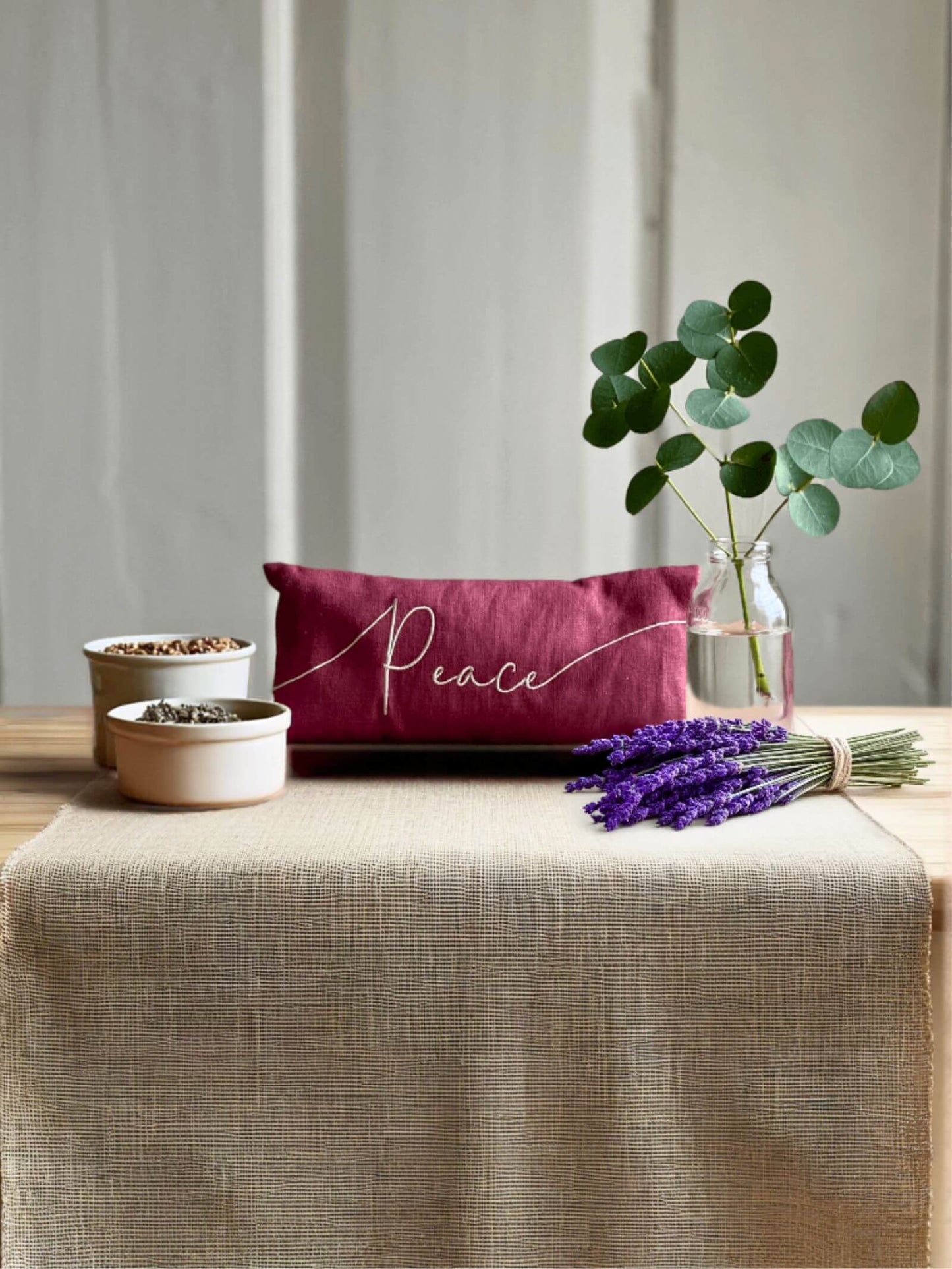 Norfolk Eye Pillow Company - Peace Embroidered Linen and Lavender Eye Pillow
