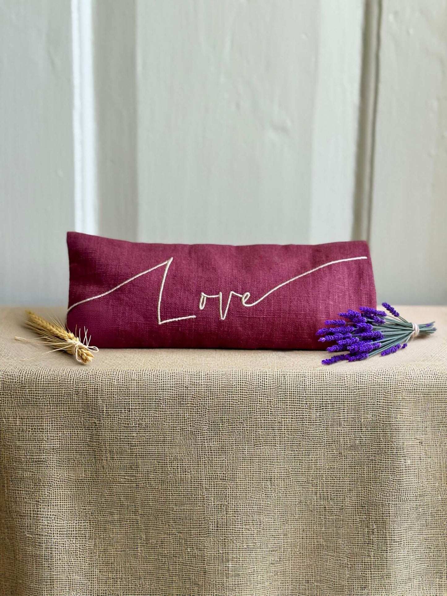The Norfolk Eye Pillow Company - Love Embroidered Linen and Lavender Eye Pillow