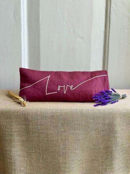 The Norfolk Eye Pillow Company - Love Embroidered Linen and Lavender Eye Pillow