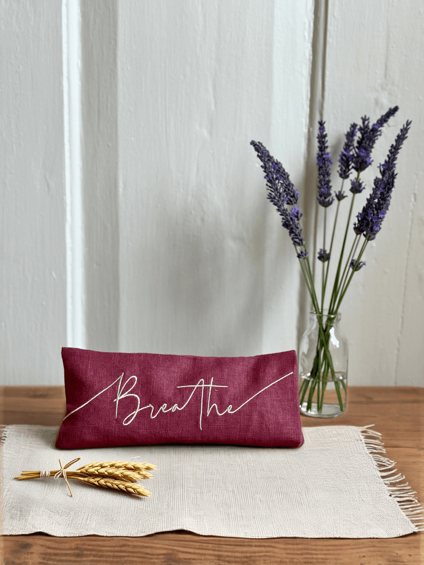 Norfolk Eye Pillow Company - Breathe Embroidered Linen and Lavender Eye Pillow