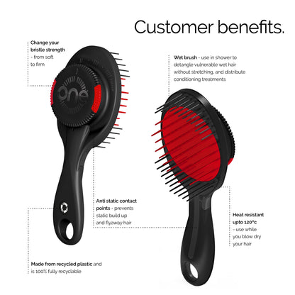 ONE Brush - Adjustable Bristle Hairbrush, Pink