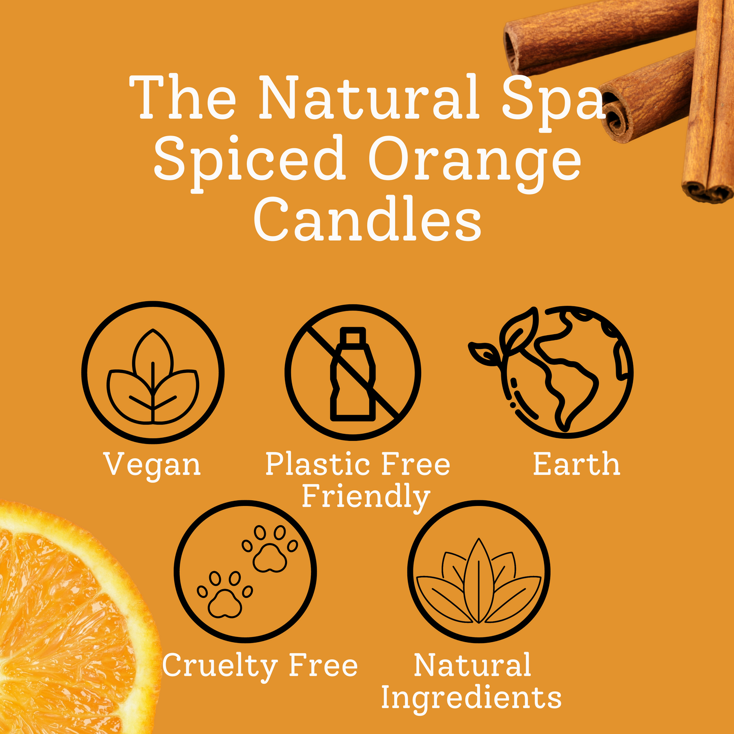 The Natural Spa - Spiced Orange hand poured coconut wax candle - 2 size options