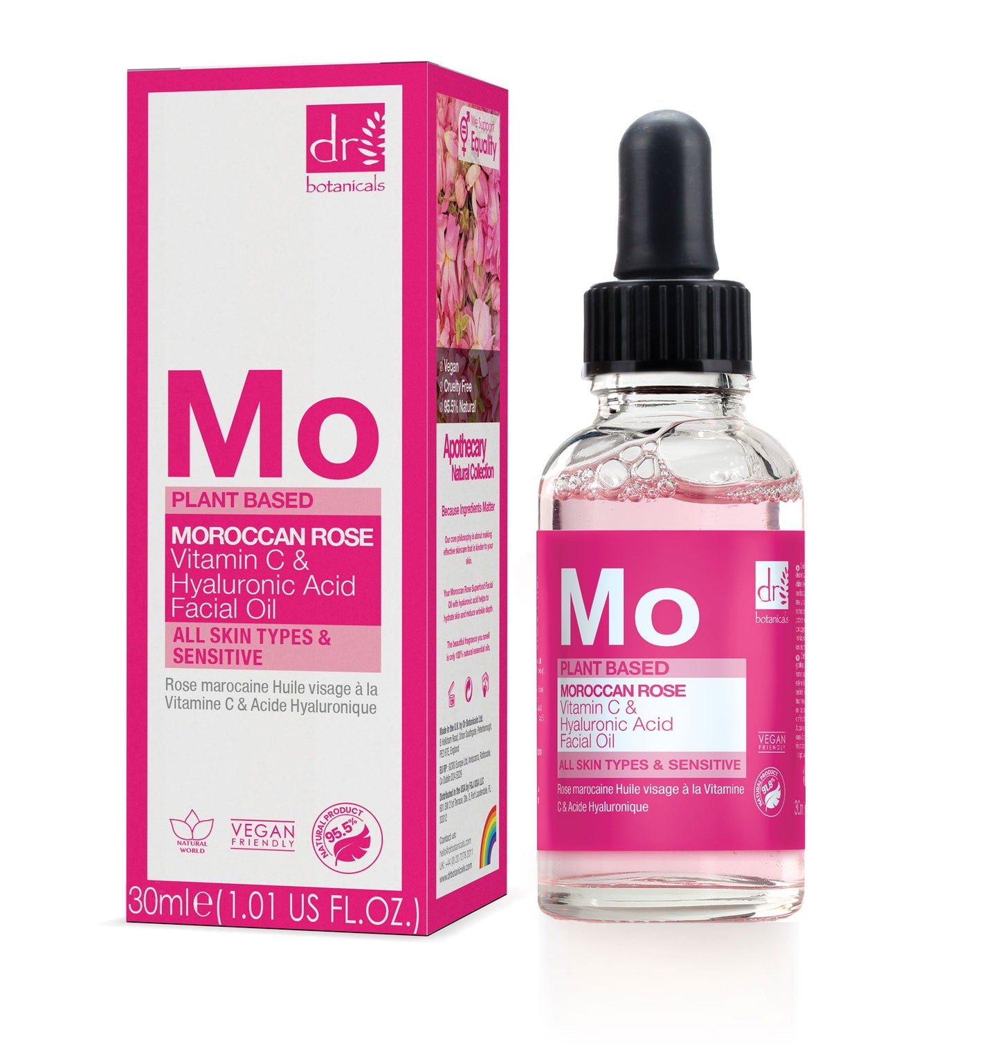Dr Botanicals - Moroccan Rose Facial Oil with Hyaluronic Acid & Vitamin C 15ml + 30ml