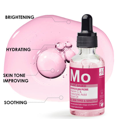 Dr Botanicals - Moroccan Rose Facial Oil with Hyaluronic Acid & Vitamin C 15ml + 30ml