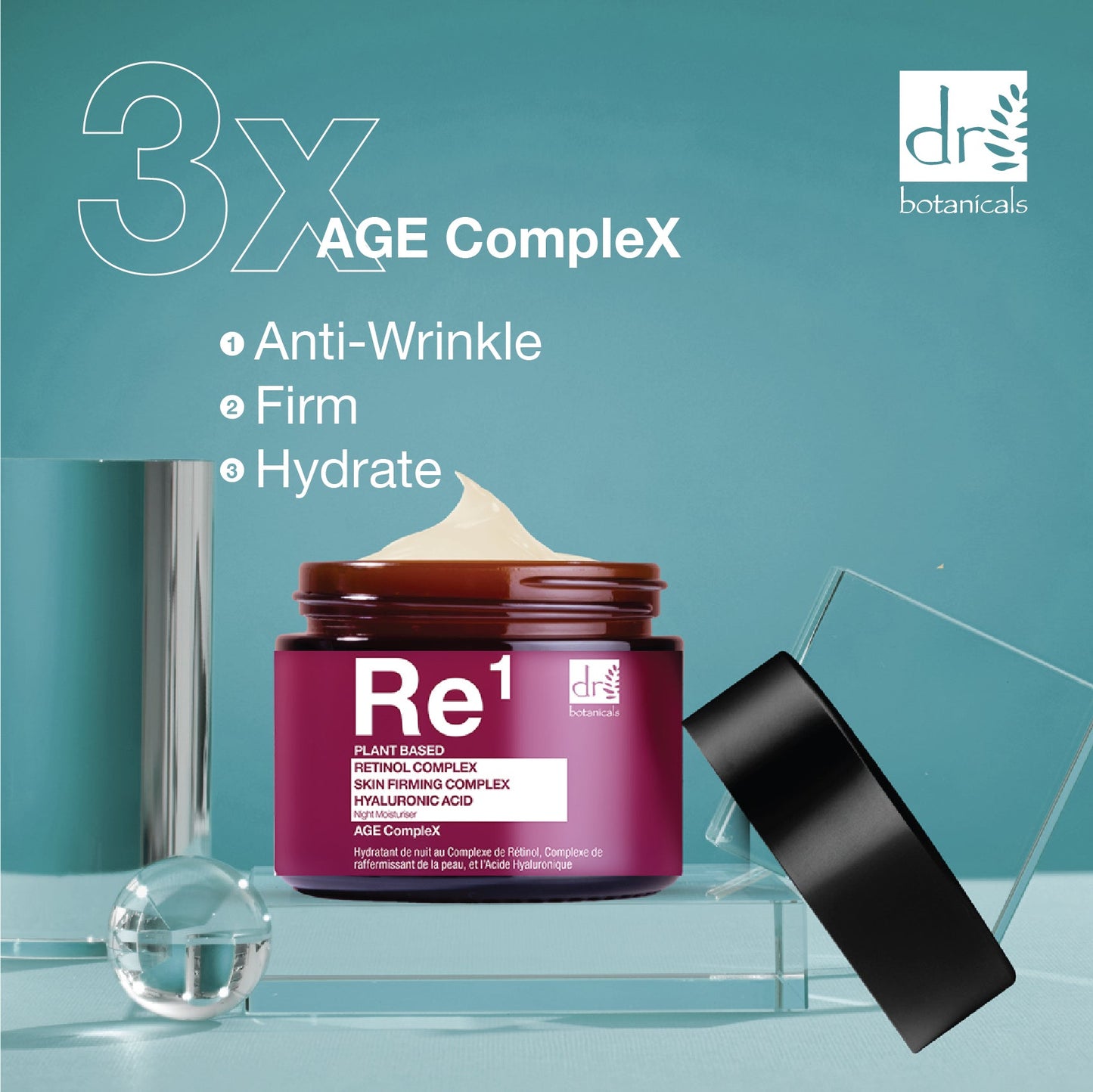 Dr Botanicals - Retinol Complex 1%, Skin Firming Complex 1% & Hyaluronic Acid 1% Night Moisturiser 60ml