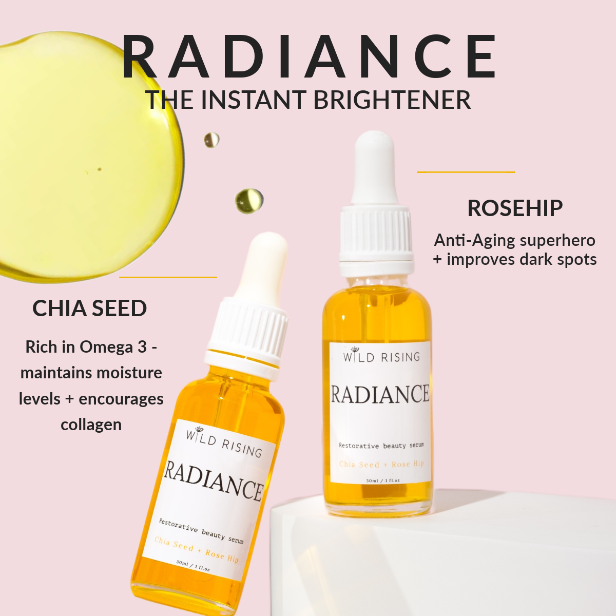 Wild Rising Skincare - Radiance - Rosehip & Chia Face Oil