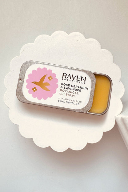 Raven Botanicals Botanical Lip Balm - Rose Geranium & Lavender 20ml