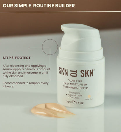 SKN TO SKN - GLOW & GO DAILY MOISTURISER WITH MINERAL SPF 30 30ml