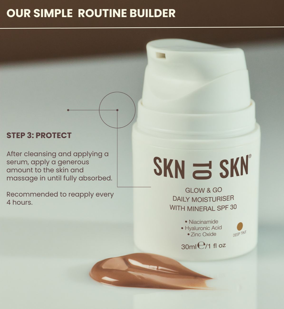 SKN TO SKN - GLOW & GO DAILY MOISTURISER WITH MINERAL SPF 30 30ml