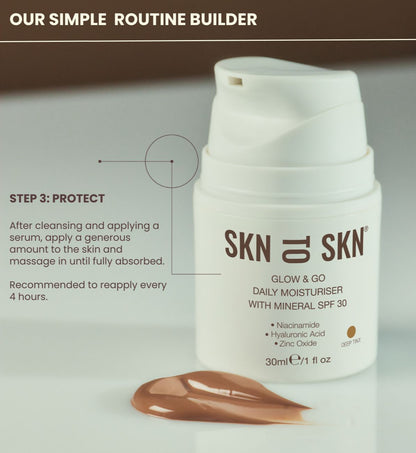SKN TO SKN - GLOW & GO DAILY MOISTURISER WITH MINERAL SPF 30 30ml