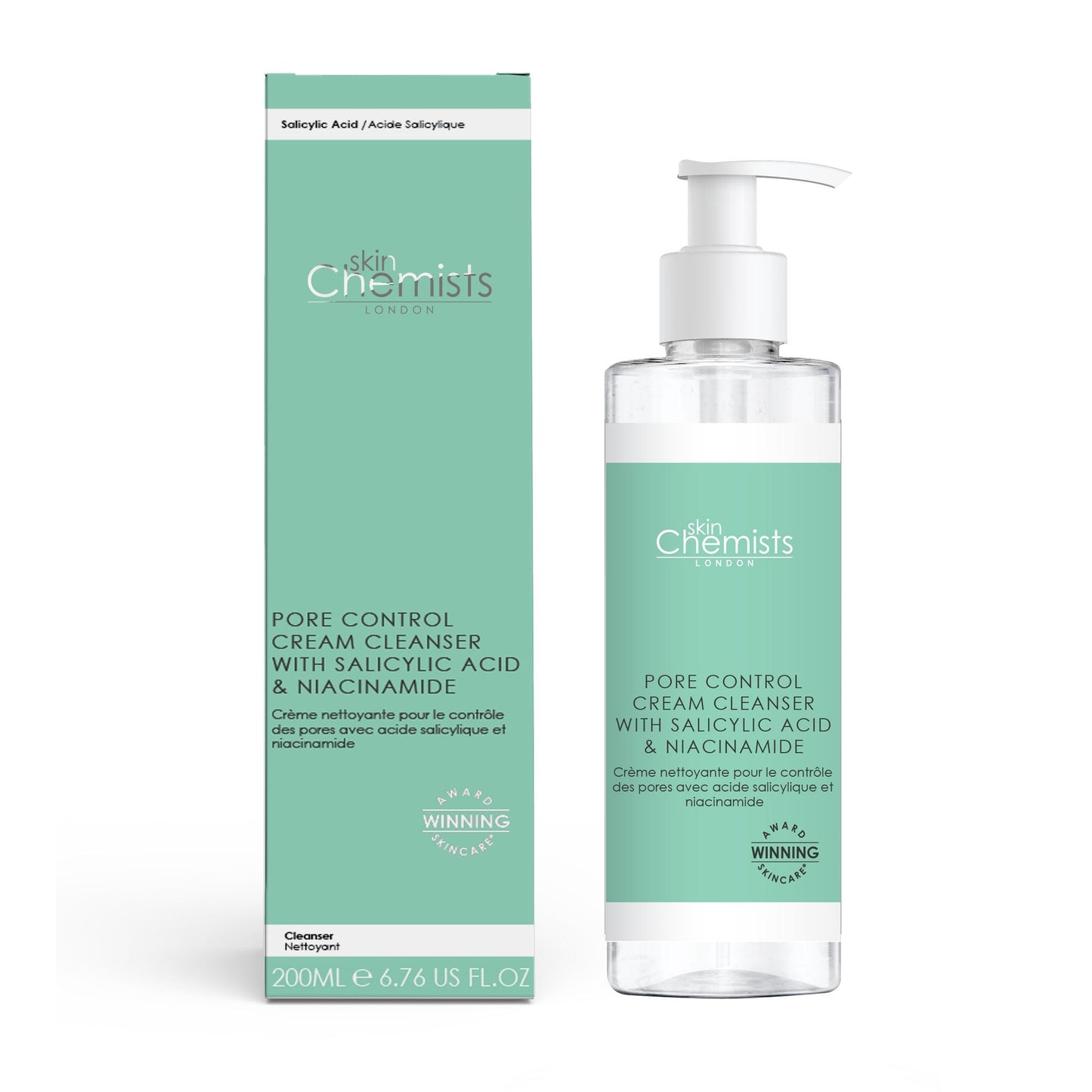 skinChemists Pore Control Cream Cleanser with Salicylic Acid & Niacinamide 200ml