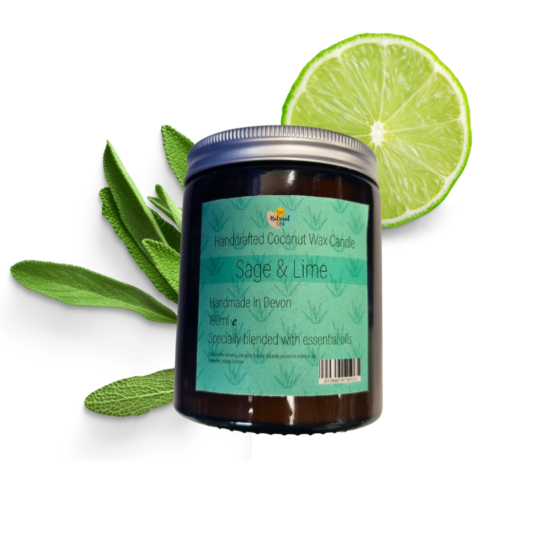 The Natural Spa - Sage & Lime hand poured coconut wax candle - 2 size options