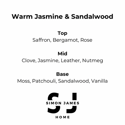 Simon James Home - Warm Jasmine & Sandalwood Handmade Soy Wax Candle